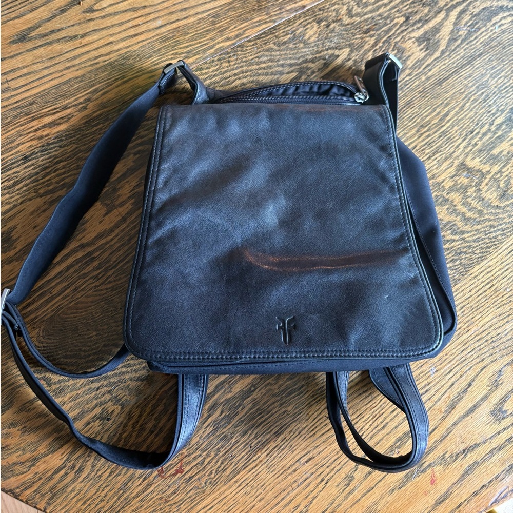 Frye Black Leather Backpack Minimalist Design